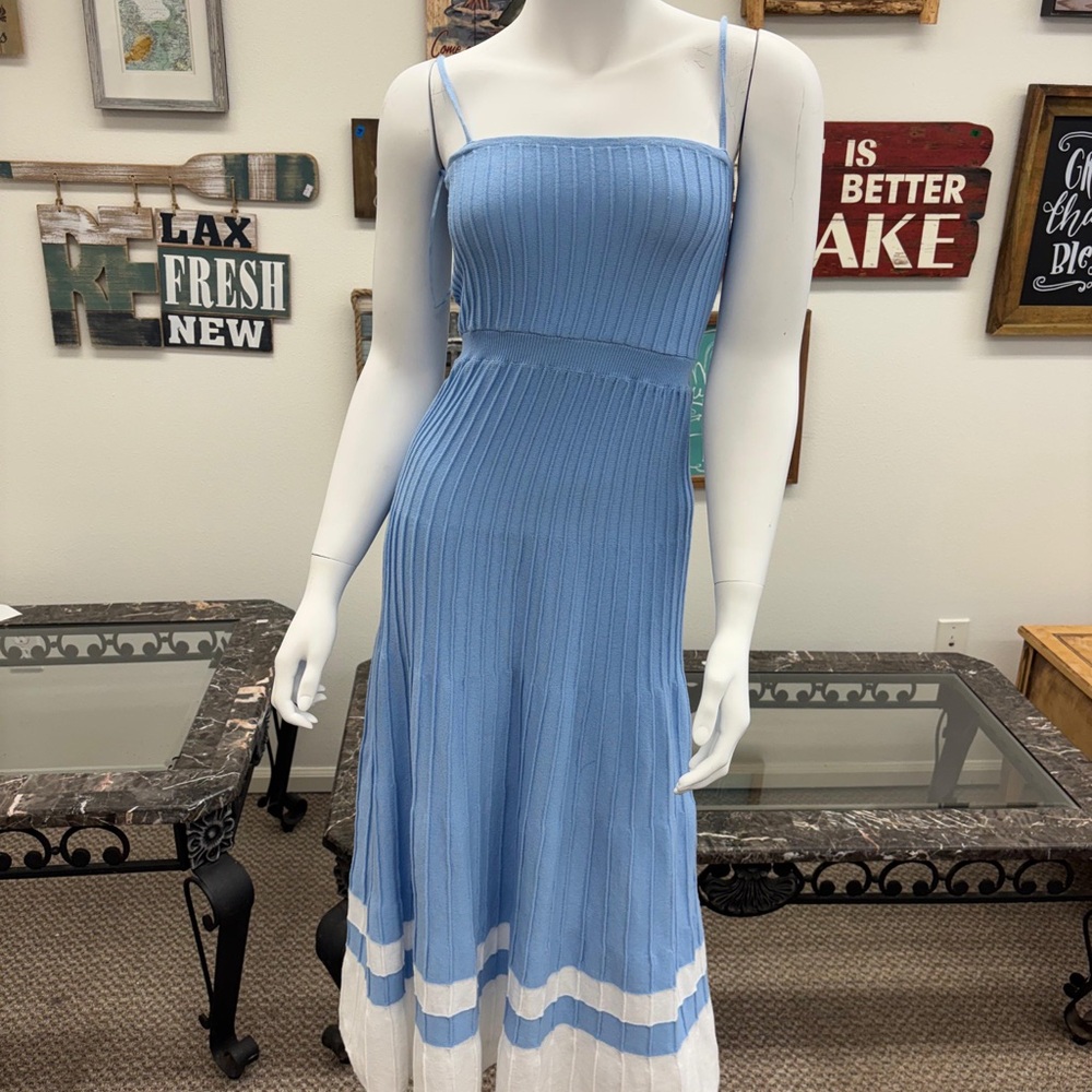 Summer Blue and White Striped Women's Dress